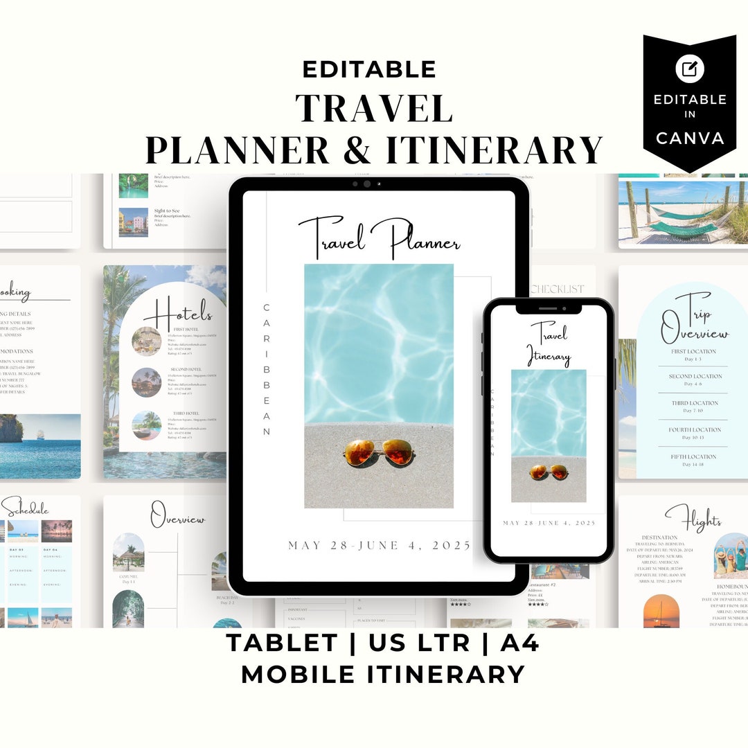 Editable Travel Itinerary Template | Mobile Travel Itinerary | Travel ...