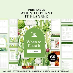 When to Plant Garden Planner, Planting Schedule, Seed Starting, Garden Organization, What to Plant, Harvest Dates, Printable Garden Planner