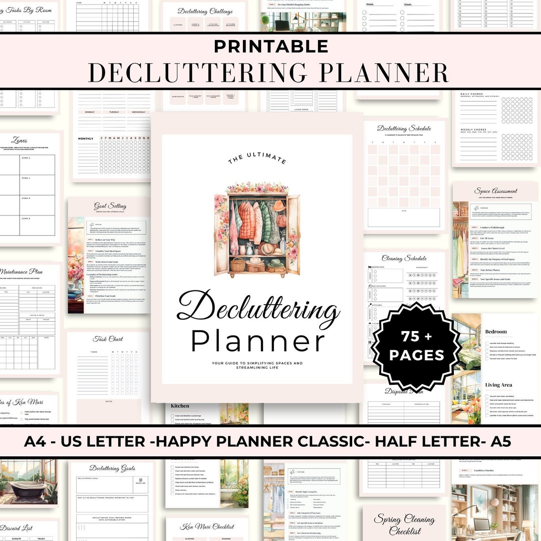 All in One Decluttering Planner | Declutter Checklist | Cleaning ...