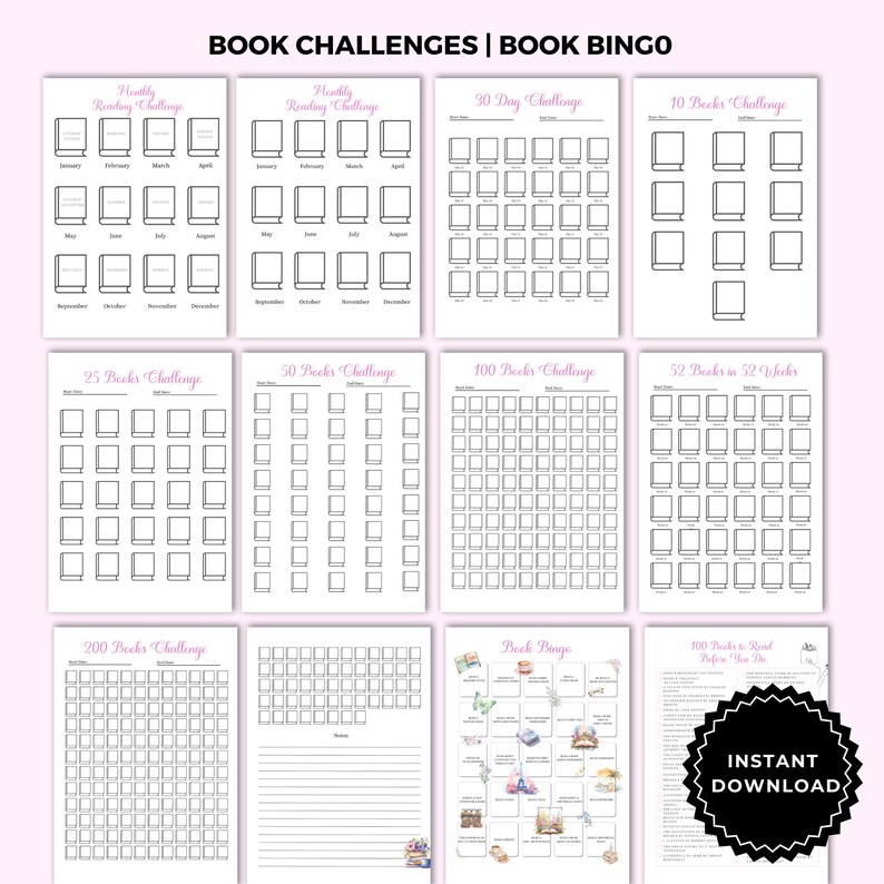 Printable Reading Planner | Printable Reading Challenge | Book Review ...