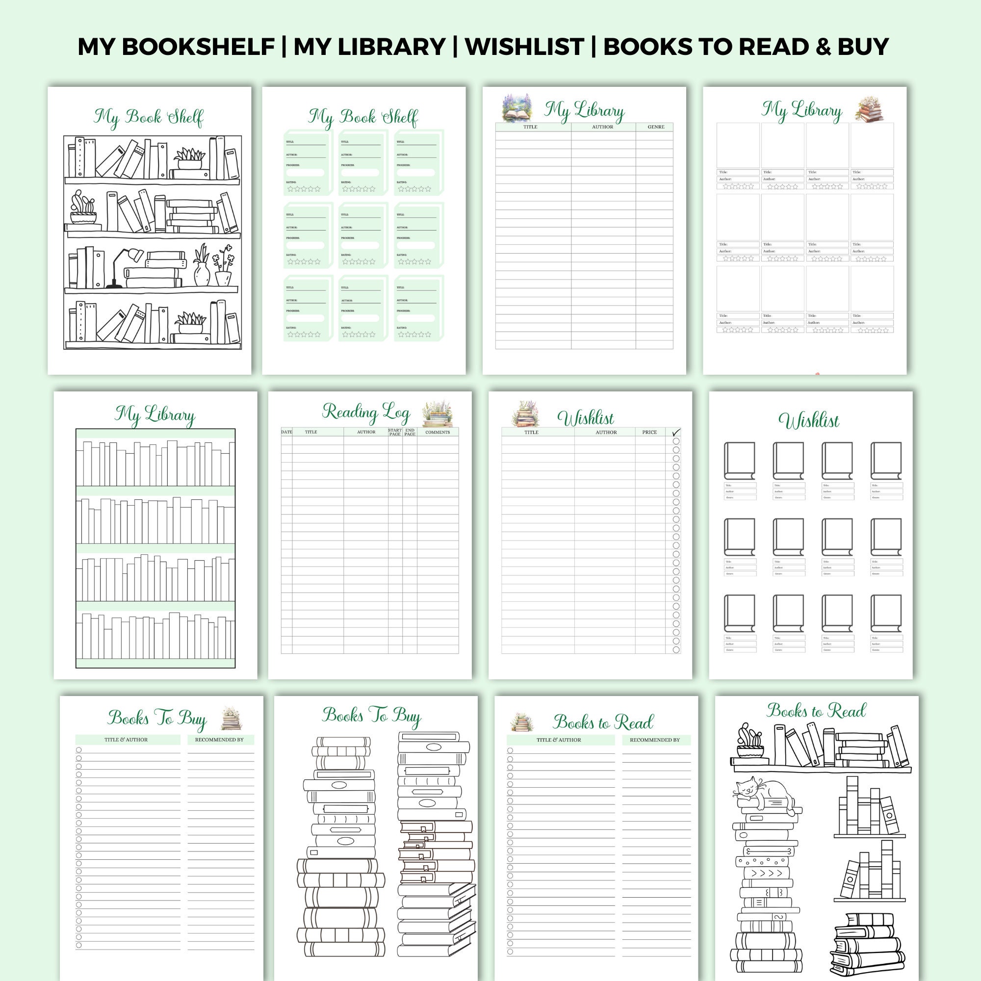 Reading Planner Book Journal Happy Planner Insert Reading Journal Book