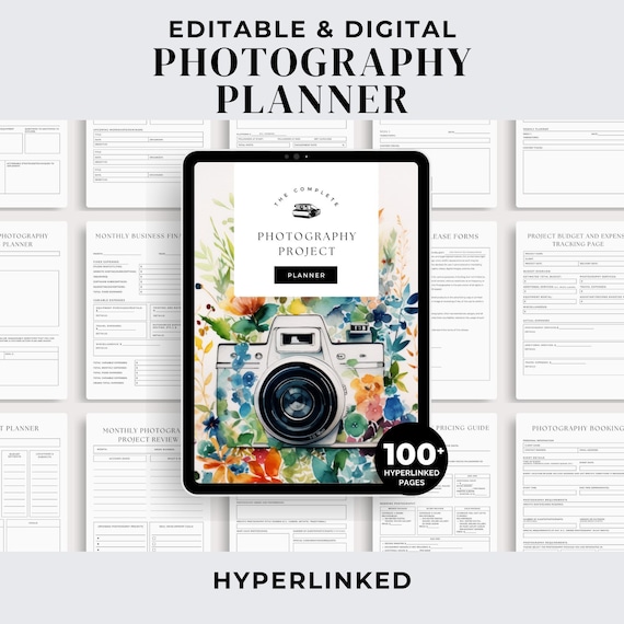 Editable Digital Photography Planner, Projects Planner PDF, Photography Session Plan, Client Workflow, Pricing Guide, Daily Weekly Monthly