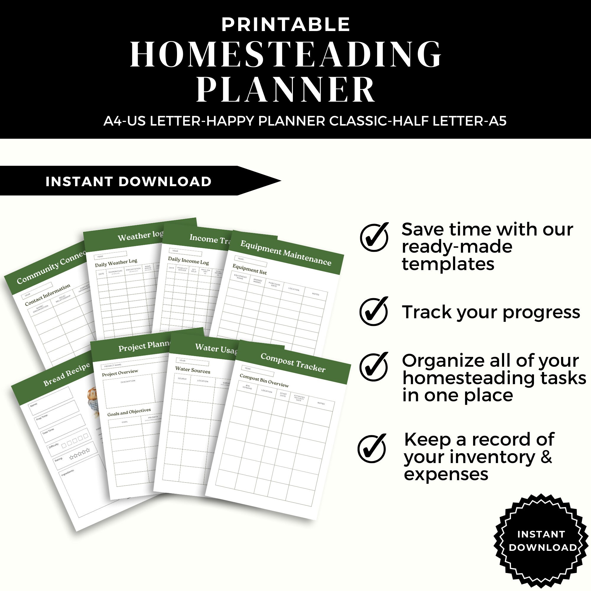 Printable Homesteading Planner | Canning Journal Printable Planner for