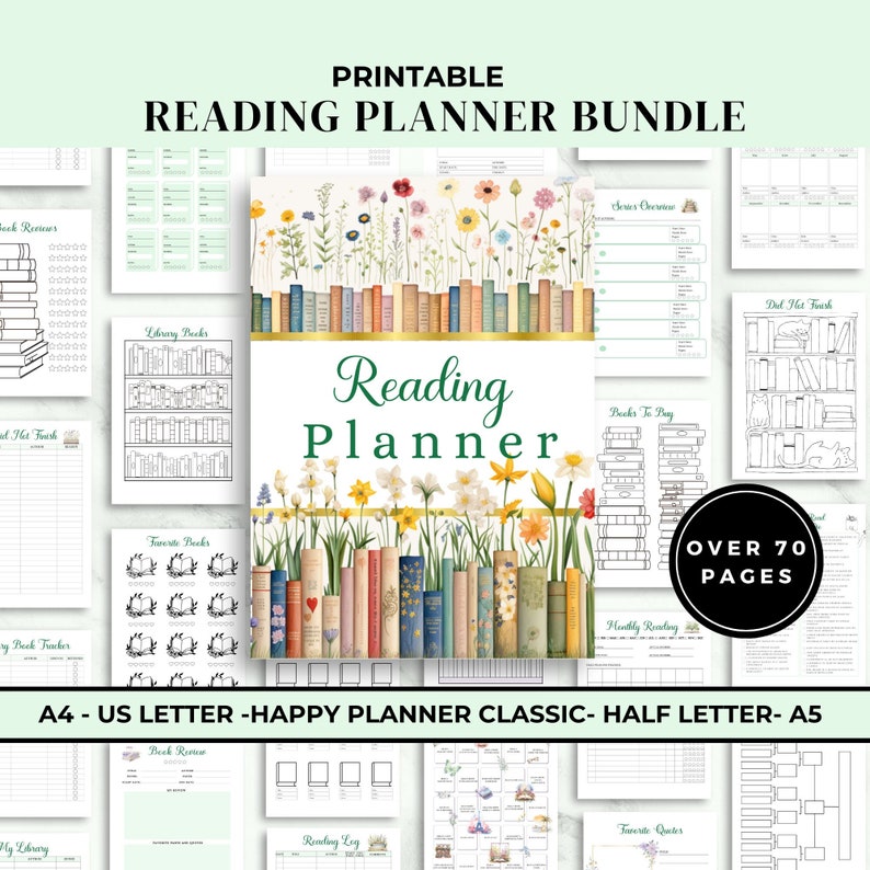 Reading Planner Book Journal Happy Planner Insert Reading Journal
