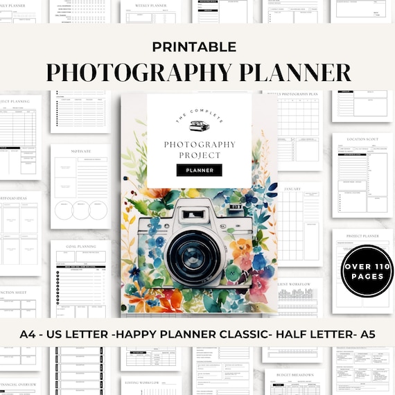 Photography Printable Planner, Projects Planner PDF, Photography Session Plan, Client Workflow, Pricing Guide, Daily Weekly Monthly Planner