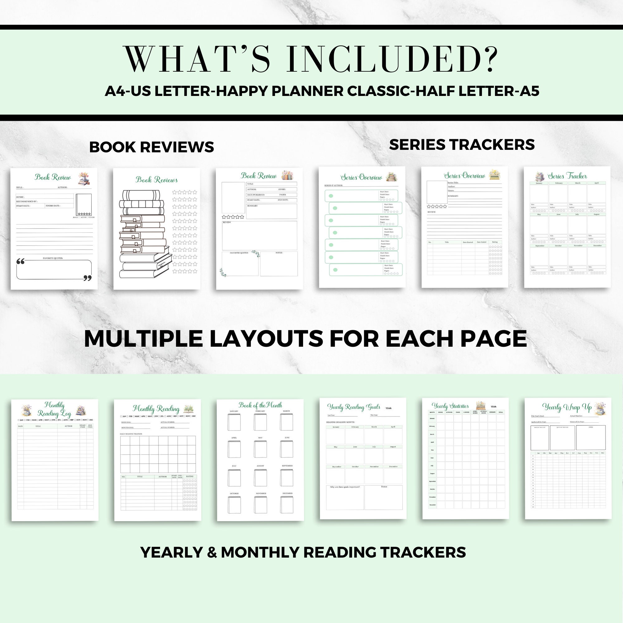 Reading Planner Book Journal Happy Planner Insert Reading Journal Book