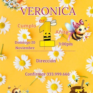 Invi tación de cumpleaños de niña Abejita / Invitación editable / Descarga instantánea / Abejita / fiesta de Abejita / Abejita Niña