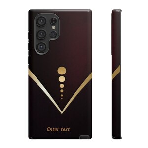 Personalize able cell case, Galaxy 22, and I phone, 13, 14, and 15 style case, Dark Brownish, and gold Design cell case, Gift for Him Her.