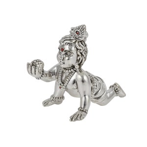 999 Laddu Gopal Statue, Krishna Figurine, Krishna Sculpture, Krishna Idol, Good Luck Gift, Home Decor, Handmade Silver Krishna, Kanha Statue