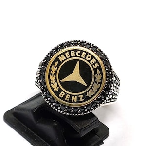 Fancy Ring/925 Sterling Silver Ring/MERCEDE BENZ Ring/Fine Silver Ring/Statement Ring/Car Style Ring/Gents Ring/Black Ring/Cocktail Ring