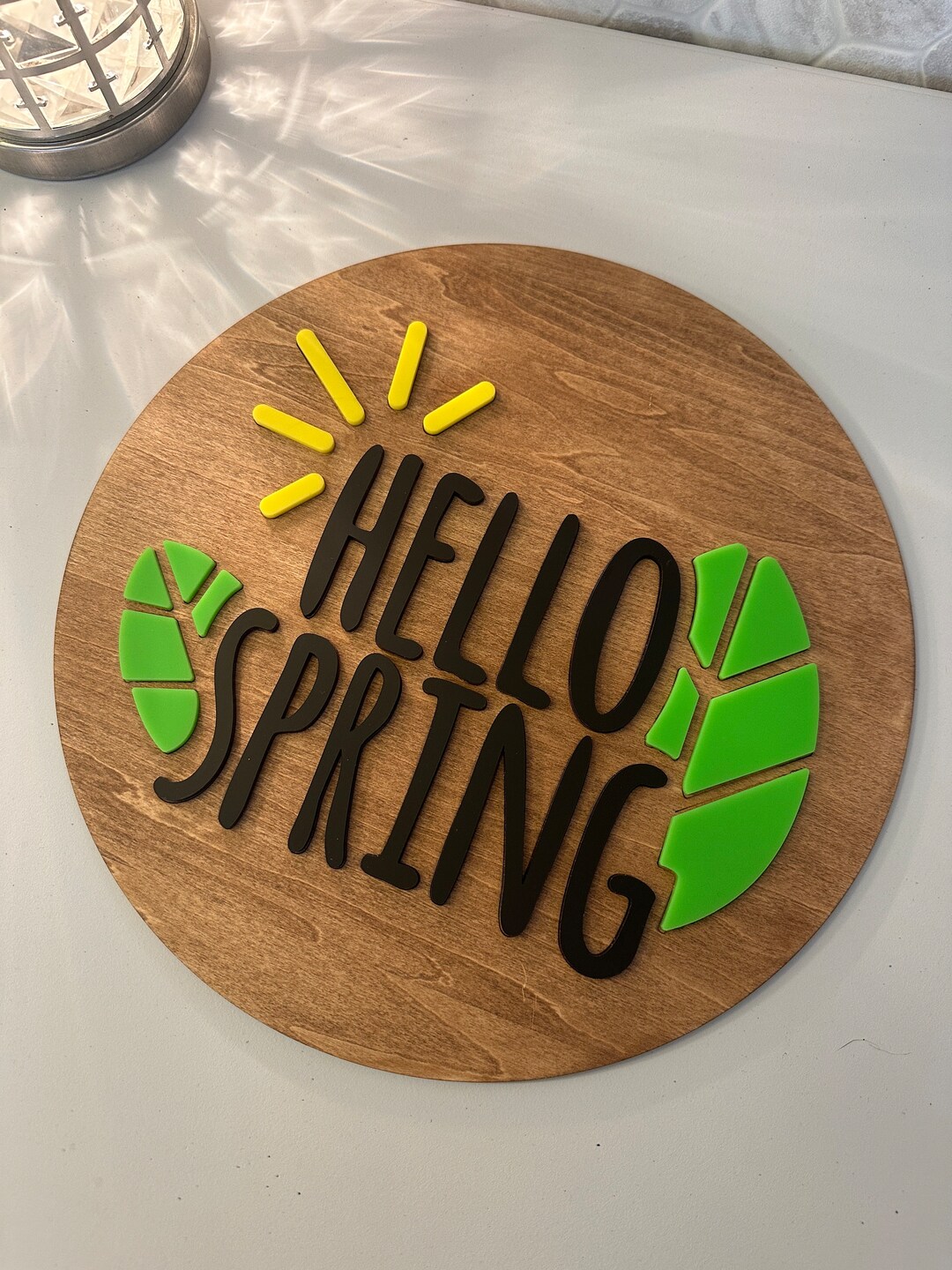 Hello Spring Acrylic and Wood Sign - Etsy