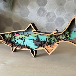 Wood Trout Fish 3D Decor