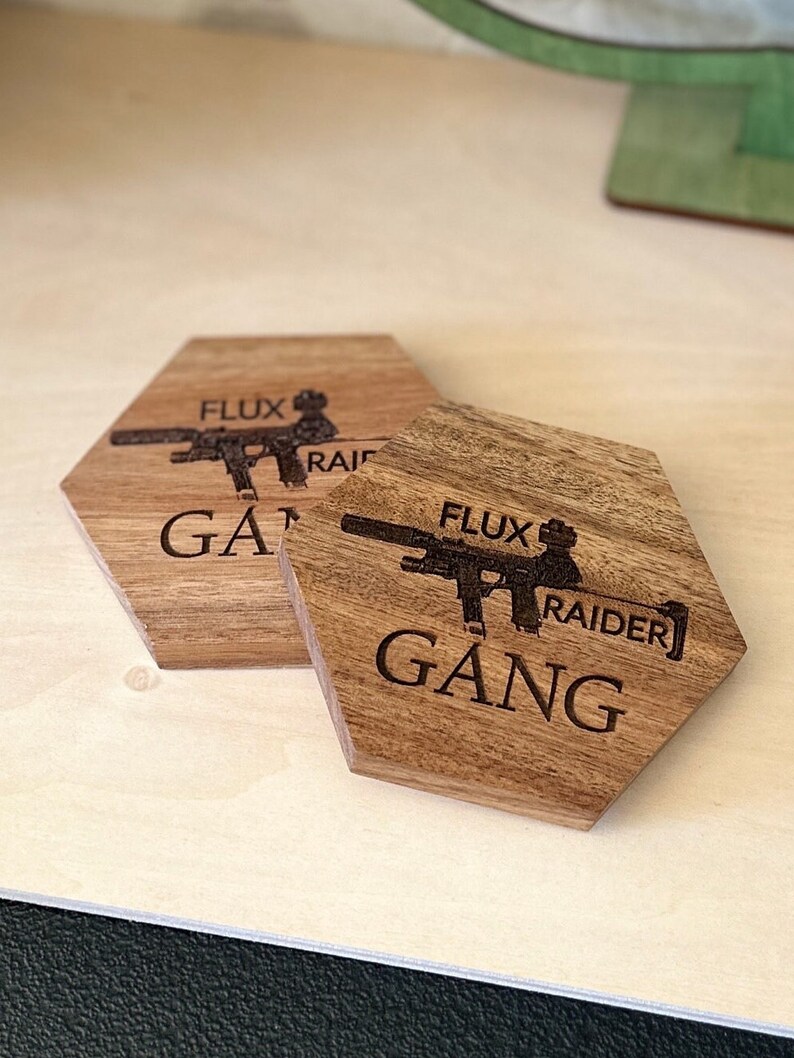 Flux Raider Gang Acacia Wood Hexagon Coaster (single) - Etsy