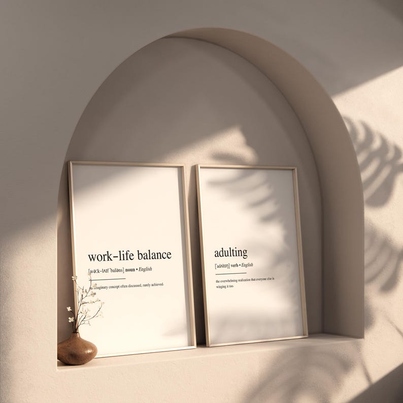 Work-life Balance Definition Funny Wall Art Poster | Minimalist ...