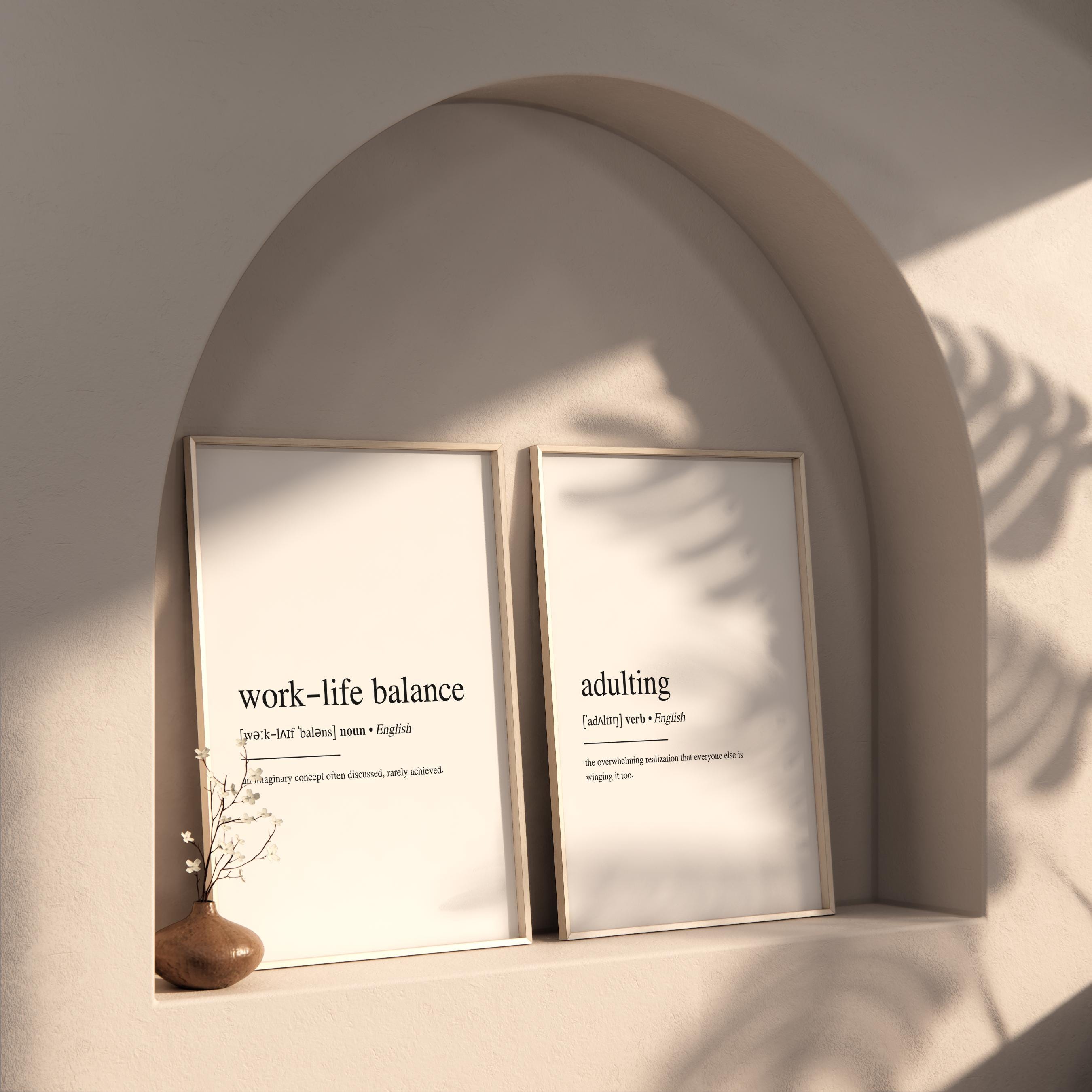 Work-life Balance Definition Funny Wall Art Poster | Minimalist ...