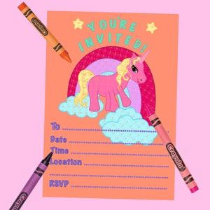 Cute unicorn birthday invitation