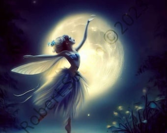 Moonlight Dance Alluring Mystical Fairy Dancing In The Moonlight Digital Artwork