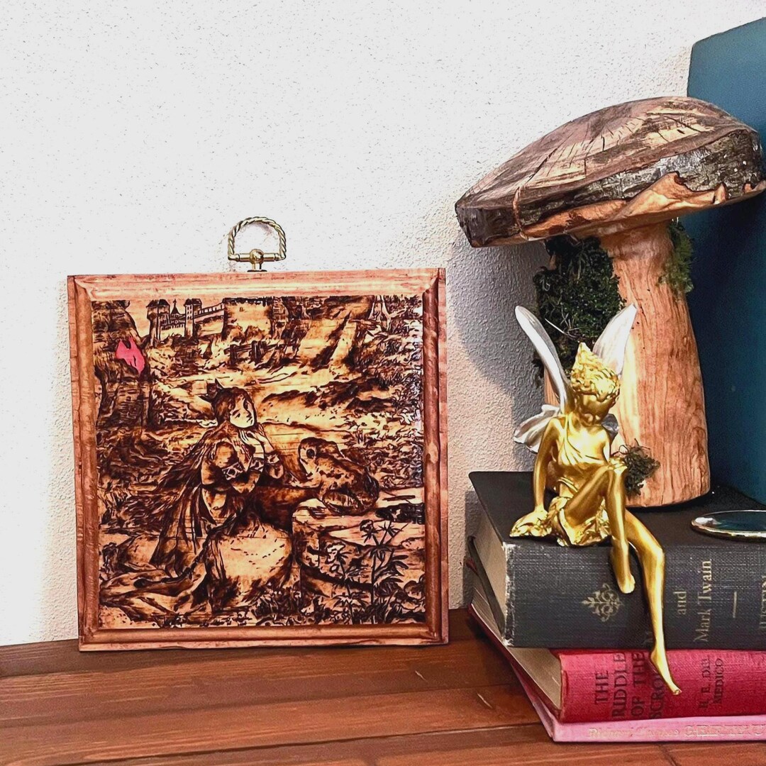 Frog Prince Wood Burned Art - Handcrafted Grimm Fairy Tale Pyrography ...