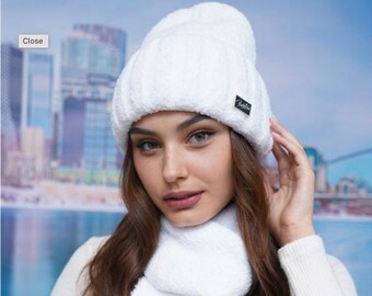 Bonnet et écharpe tricotés d'hiver chauds pour femmes disponibles en différentes couleurs - 4781-10