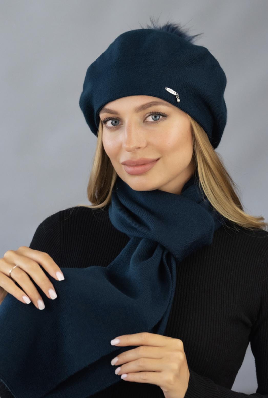 colores/conjunto gorro con pompón y bufanda/LANA de angora/gorro