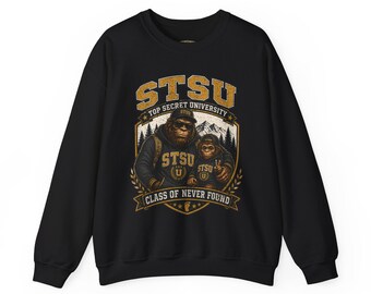 Squatchitis Top Secret Universität Big Foot & Sohn Familie Rundhals-Sweatshirt