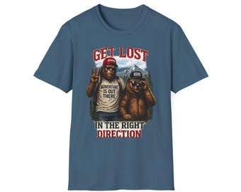 Lost in the Right Direction Big Foot with Bear Buddy T-Shirt