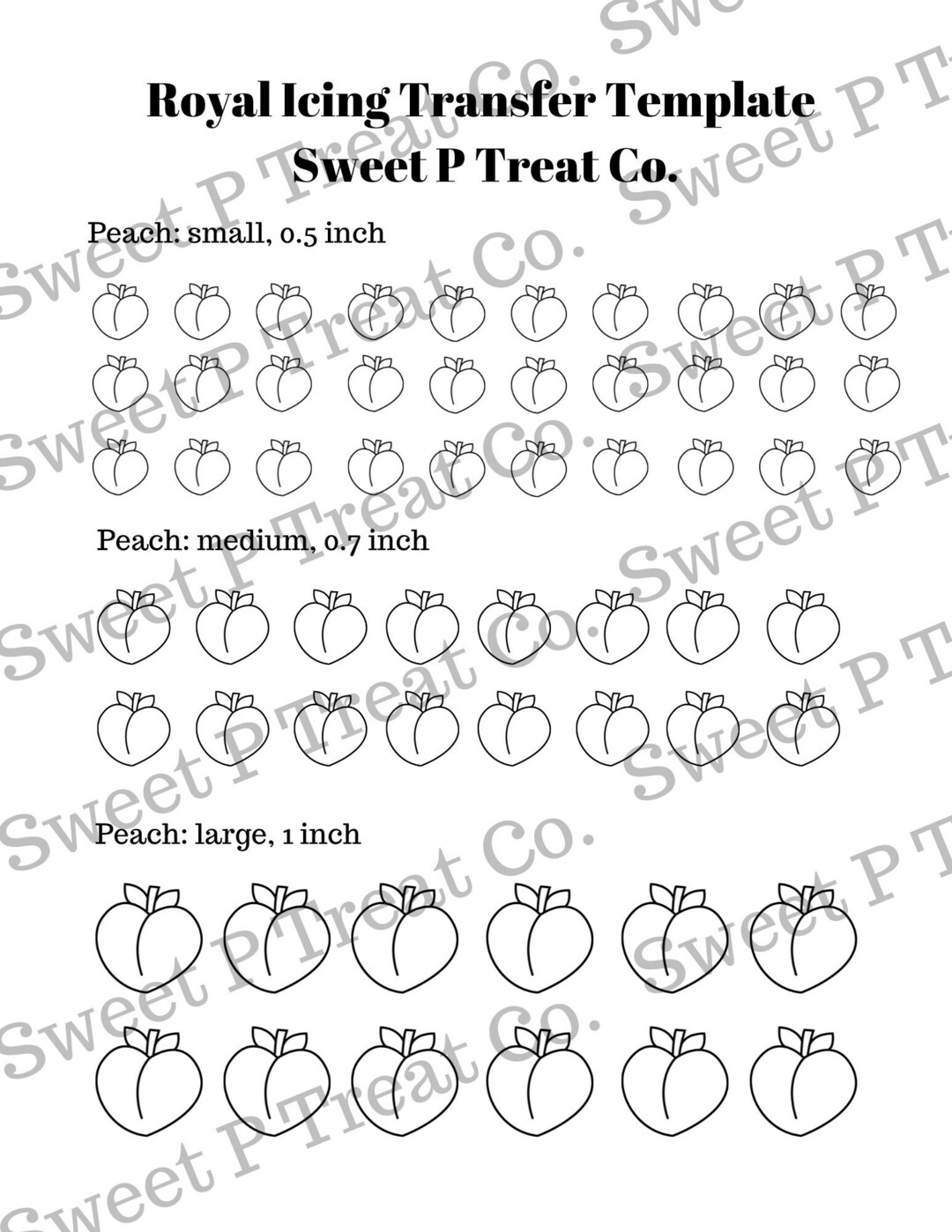 Peach Royal Icing Transfer Sheet Template Etsy