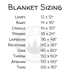 Crochet Blanket Size Chart Etsy