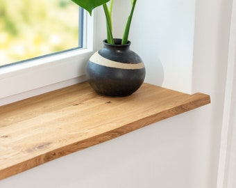 Fensterbank Eiche Astig Baumkante auf Maß - 19mm Massivholz - Made in Germany - FSC-zertifiziertes Holz - Echtes Handwerk