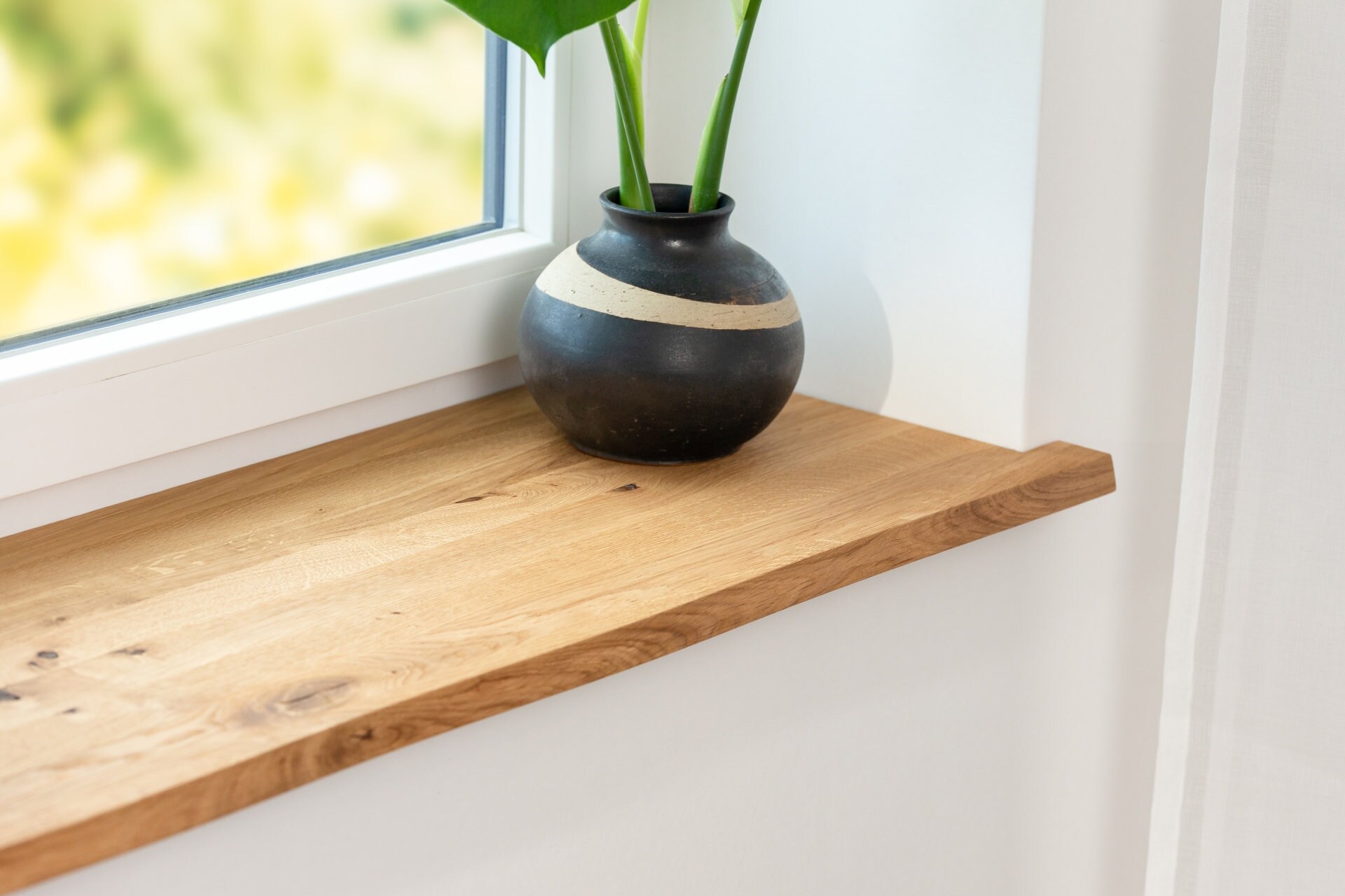 Fensterbank Eiche Astig Baumkante auf Maß 19mm Massivholz Made in