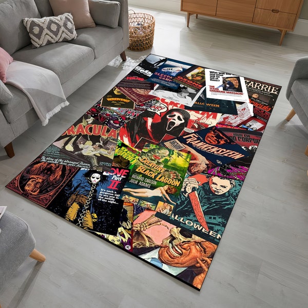 Tapis de film d'horreur, tapis effrayant, tapis d'hallowen, tapis d'horreur, tapis pour thriller, tapis d'horreur, décoration d'horreur, cri, tapis de film populaire, cadeau film