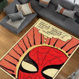 Spiderman Rug, Fan Rug, Popular Rug, Rug Comics, Themed Rug, Gift For Him, Fantastic Rug, Cool Rug, Kid Rug, Young Room Rug, Custom Rug