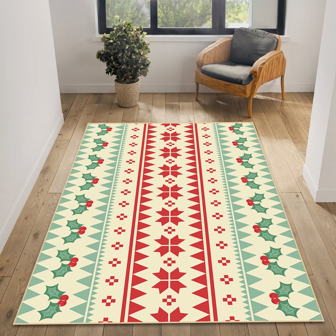 Christmas Rug, Merry Christmas Rug, Christmas Room Decor, Snowflake Rug
