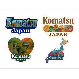 Komatsu 4-Pack Vinyl Sticker Sheet Souvenir Travel Decal Waterproof image 1
