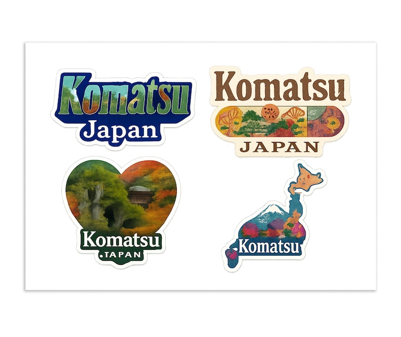 Komatsu 4-Pack Vinyl Sticker Sheet Souvenir Travel Decal Waterproof image 1