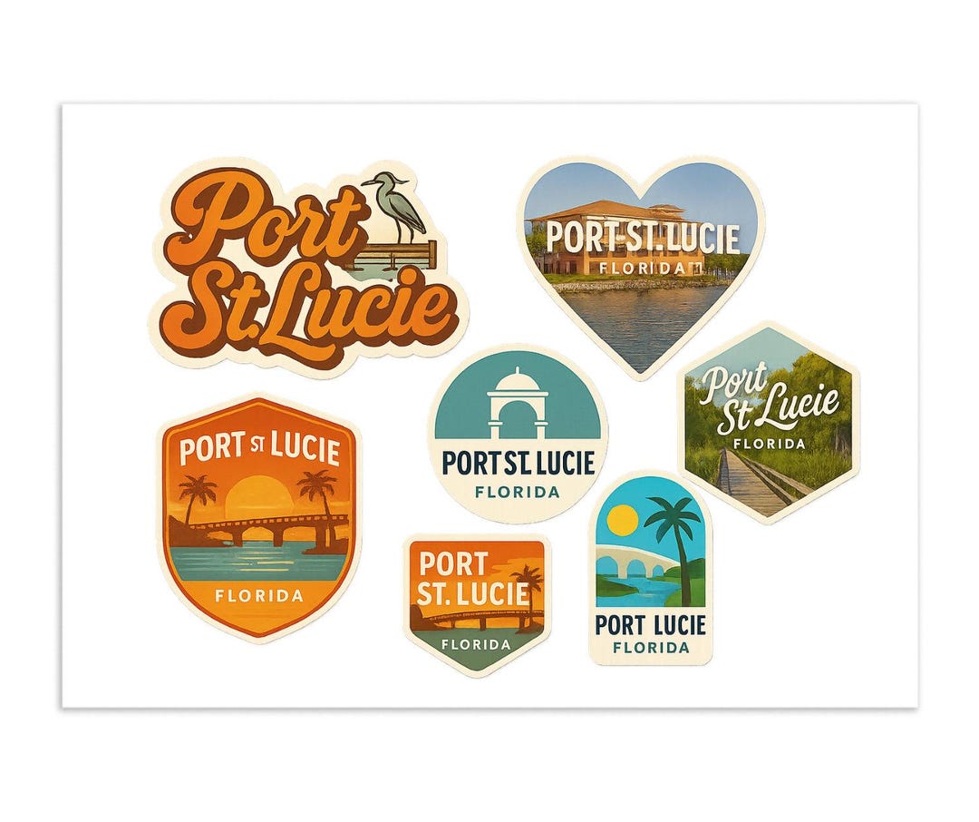 Port Life Sticker Port St. Lucie Florida Sticker Sheet - 7 Travel Souvenir Stickers ...