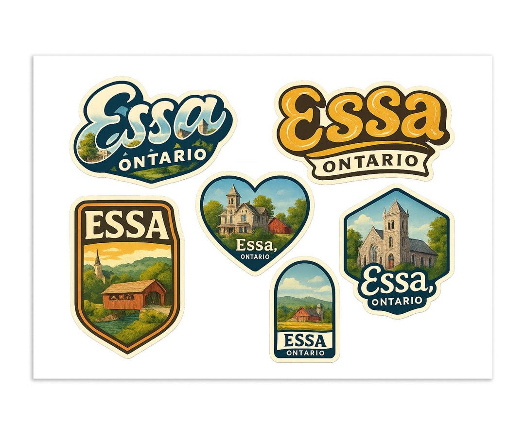 Essa Ontario Canada Vintage Travel Sticker Sheet – Landmarks, Scenic ...