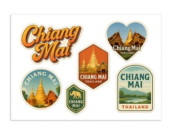 Chiang Mai Thailand Sticker Sheet – Vintage Travel Souvenir Stickers