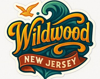 Adesivo Wildwood New Jersey - Ímã de Vinil Recortado - Lembrança de Viagem - Decoração