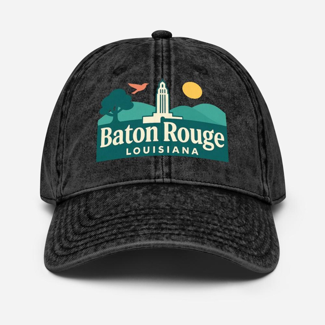 Baton Rouge Louisiana Vintage Washed Black Dad Cap Baseball Hat ...