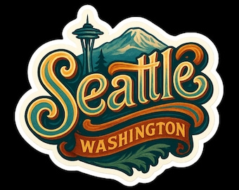 Seattle Washington Fridge Magnet or Kiss-Cut Stickers Travel Souvenir Gift Decor