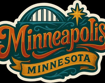 Calamita da frigorifero o adesivi fustellati di Minneapolis, Minnesota, regalo di souvenir da viaggio