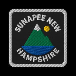 Parche bordado de Sunapee, New Hampshire - Recuerdo de viaje de Mountain Lake para chaquetas y mochilas