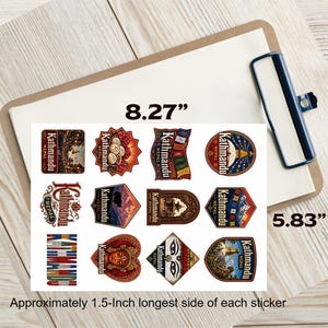 Kathmandu Nepal Souvenir Sticker Bogen: 12 Kiss-Cut Vinyl Sticker (Laptop, Wasserflasche) Bild 2