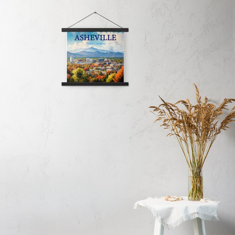 Asheville North Carolina Souvenir Poster With Hangers Etsy