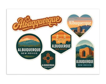 Albuquerque New Mexico Sticker Sheet: Travel Souvenir Stickers