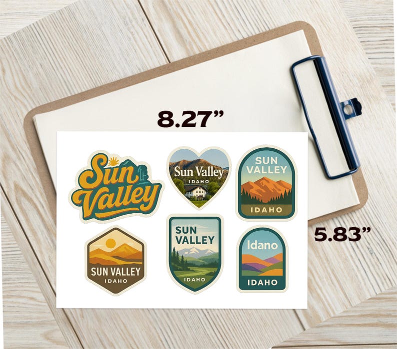 Valley Signs Sticker Sun Valley Idaho Sticker Sheet - 6 Pack Travel Souvenir Stickers ...