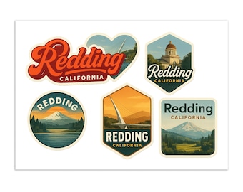 Redding California Sticker Sheet – Vintage Travel Decals