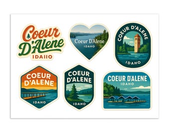 Coeur D'Alene Idaho Sticker Sheet – Travel Souvenir Decals