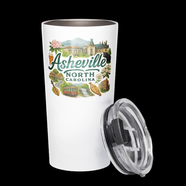 Asheville North Carolina Tumbler – Blue Ridge Mountains Souvenir Insulated Mug image 1